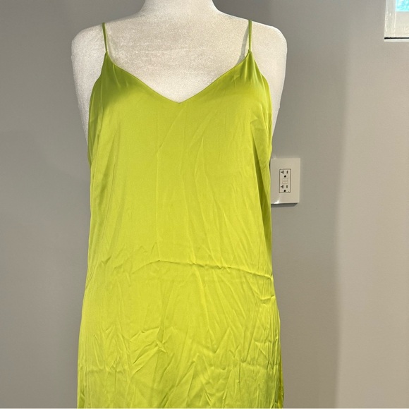 NWOT The Drop Women's Ana Silky V-neck Midi Slip Dress Lime Green - Picture 11 of 12